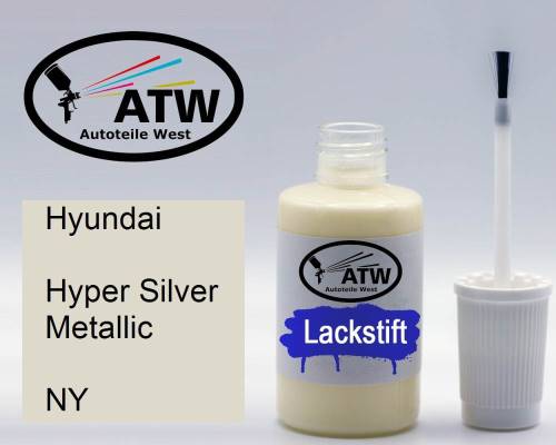 Hyundai, Hyper Silver Metallic, NY: 20ml Lackstift, von ATW Autoteile West.